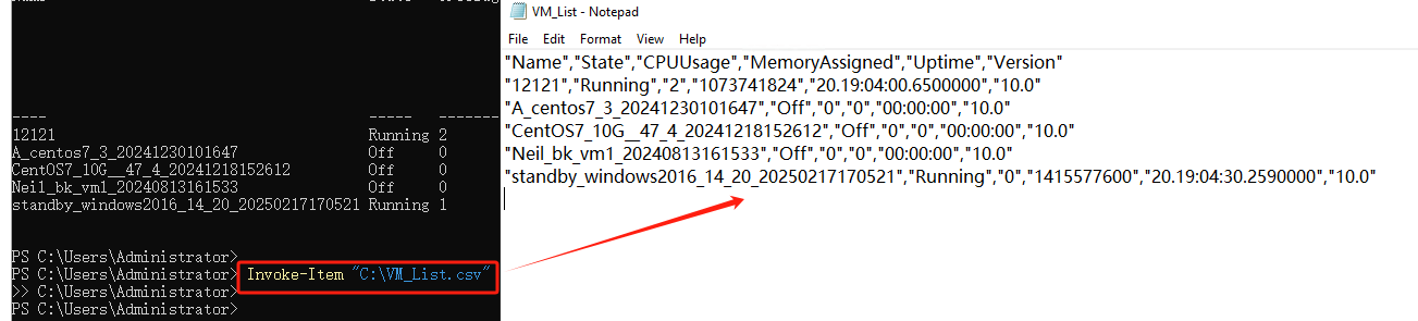 hyper-v export vm list