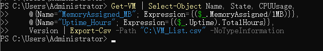 hyper-v export vm list