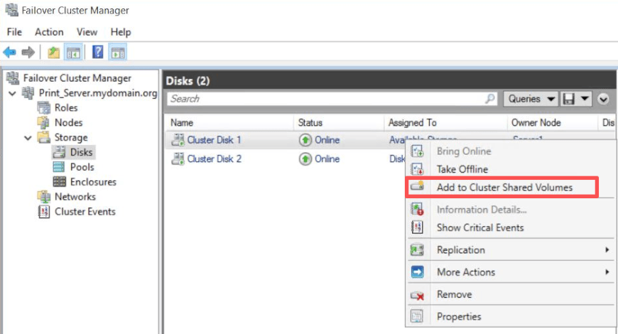 add to cluster shared volumes add to cluster shared volumes