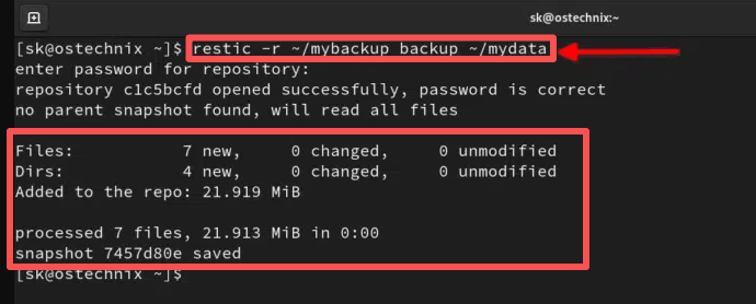 restic to run a backup restic to run a backup