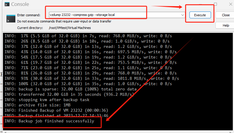 sauvegarder Proxmox VM avec la commande WinSCP-3