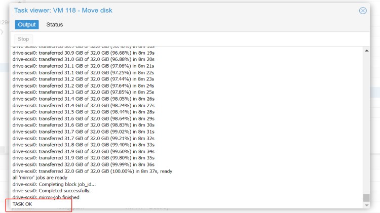 Proxmox move disco para outro armazenamento