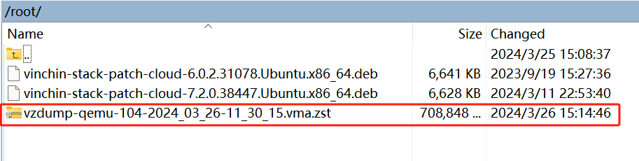 Download do backup do Proxmox