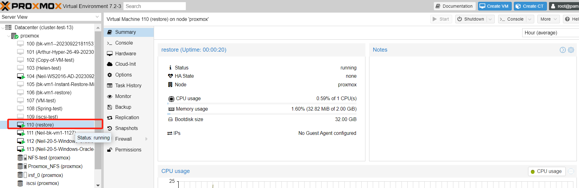 Restauration de sauvegarde Proxmox.