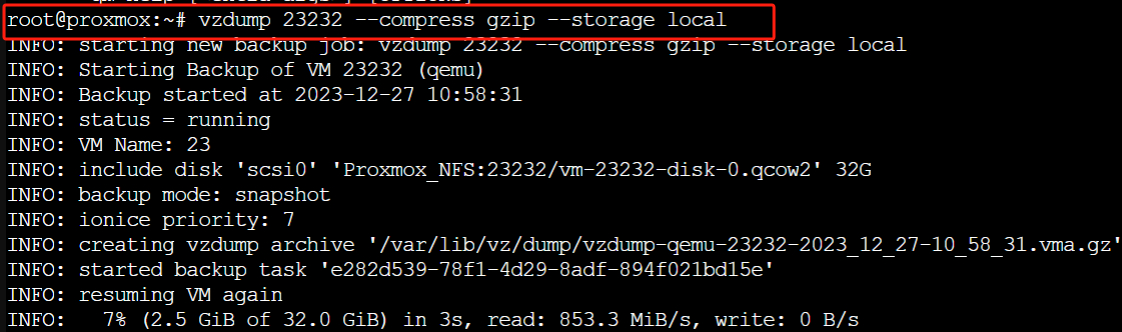 Backup VM Proxmox usando comando Shell-5