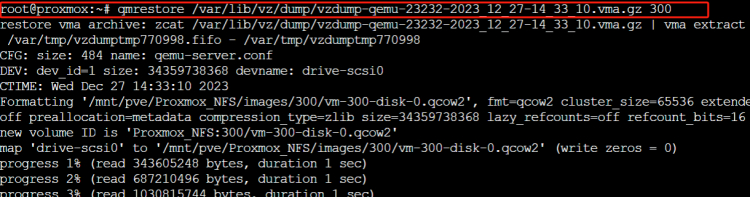 usa scripts para restaurar la copia de seguridad de Proxmox VM backup-3