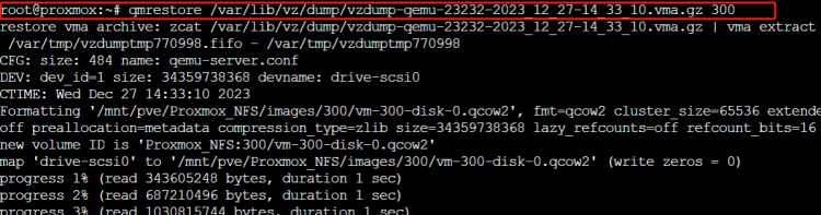 use scripts para restaurar o backup Proxmox VM-3