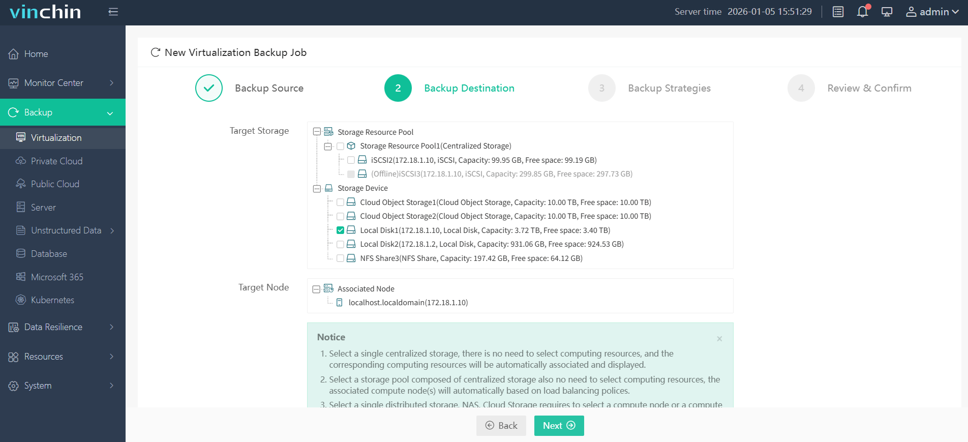 Choose your preferred backup storage