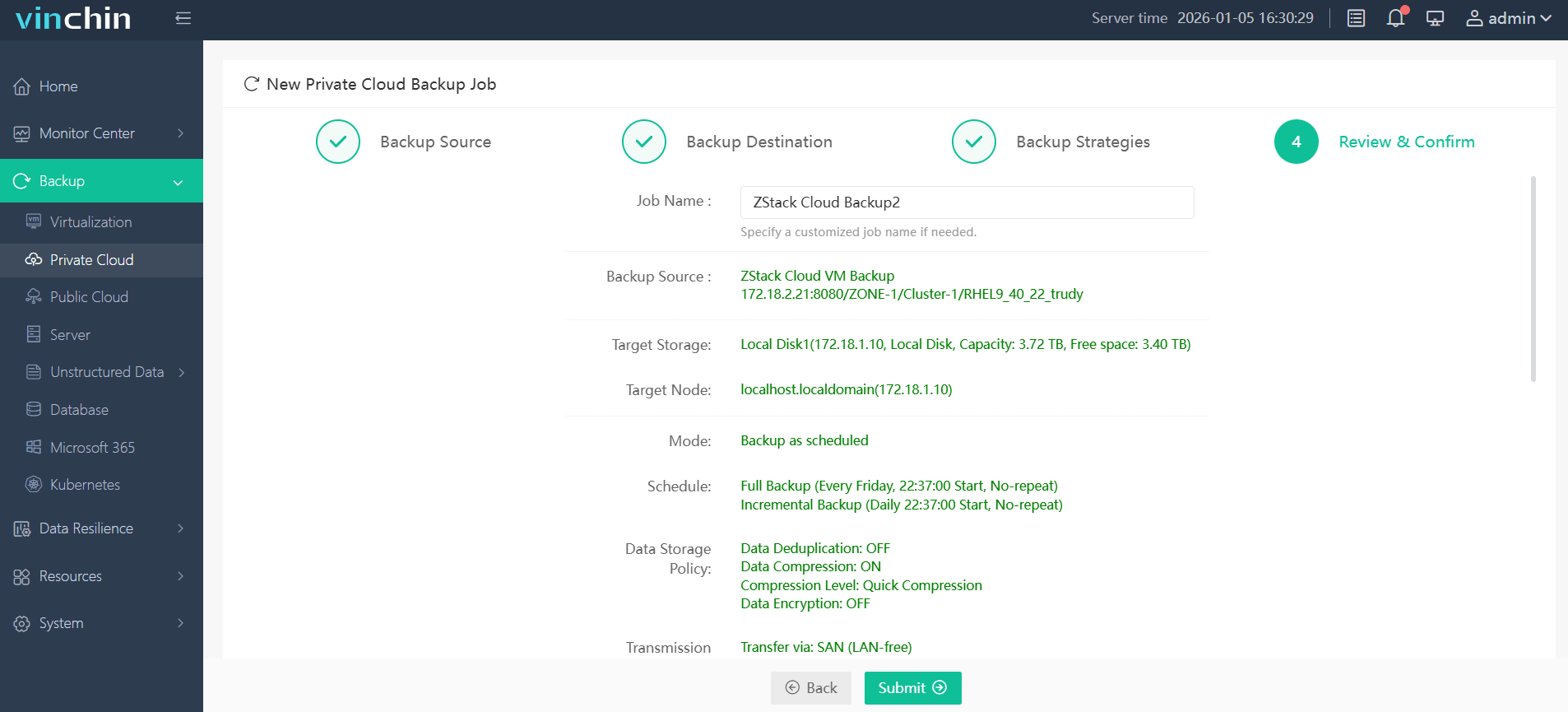 Submit the job with one click