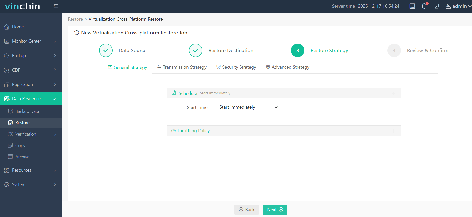 select restore strategy