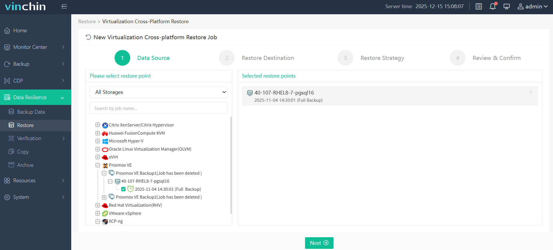 Select the VM you want to migrate