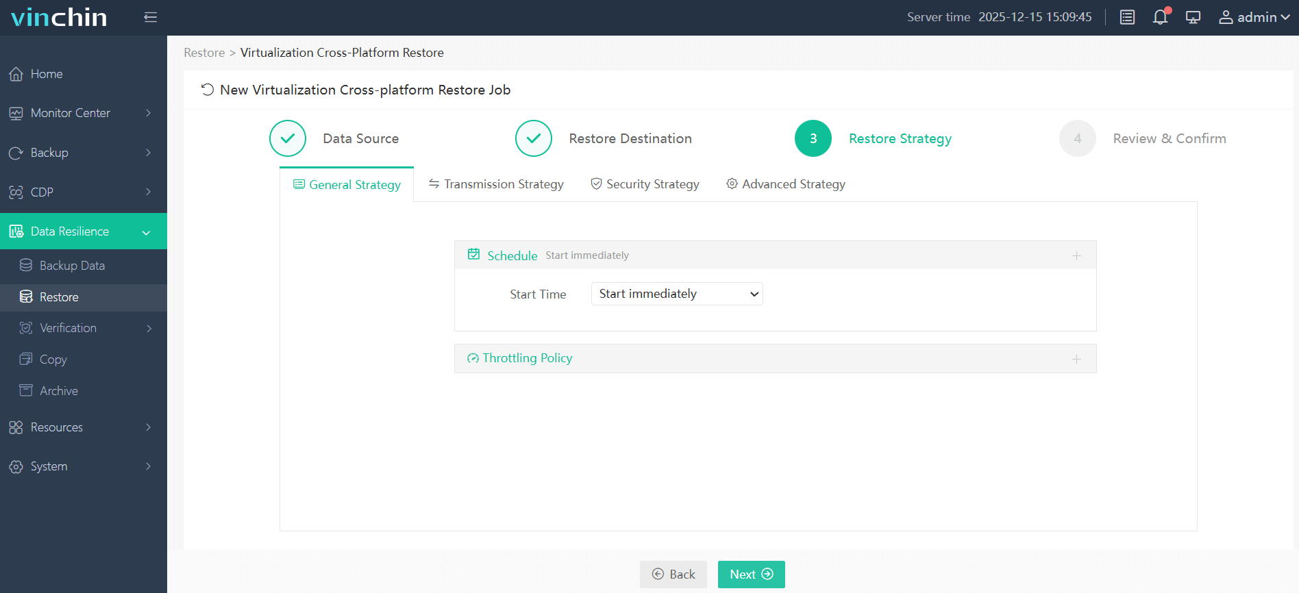 Select the restore strategy