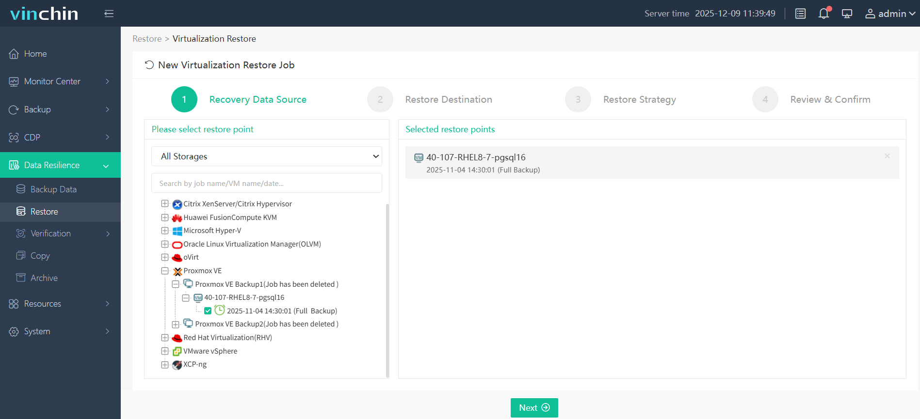 Select the restore point Select the restore point