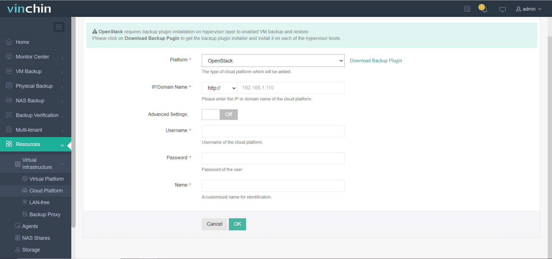 Adicionar OpenStack
