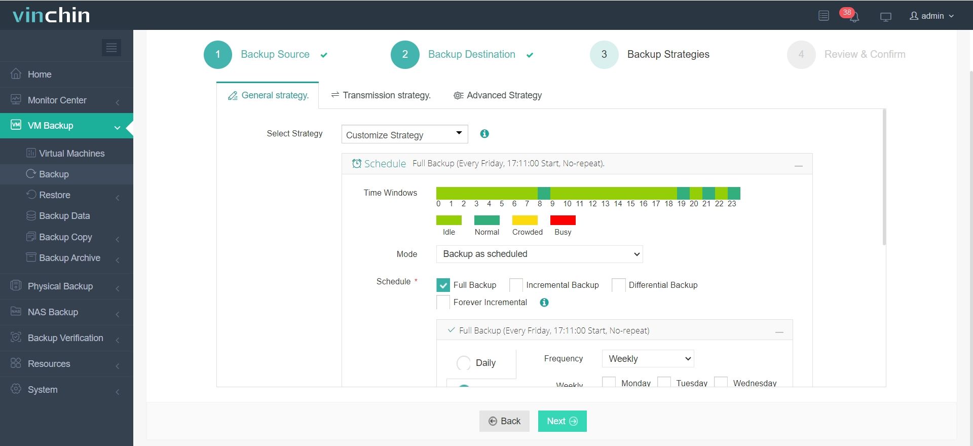 Selecione estratégias de backup