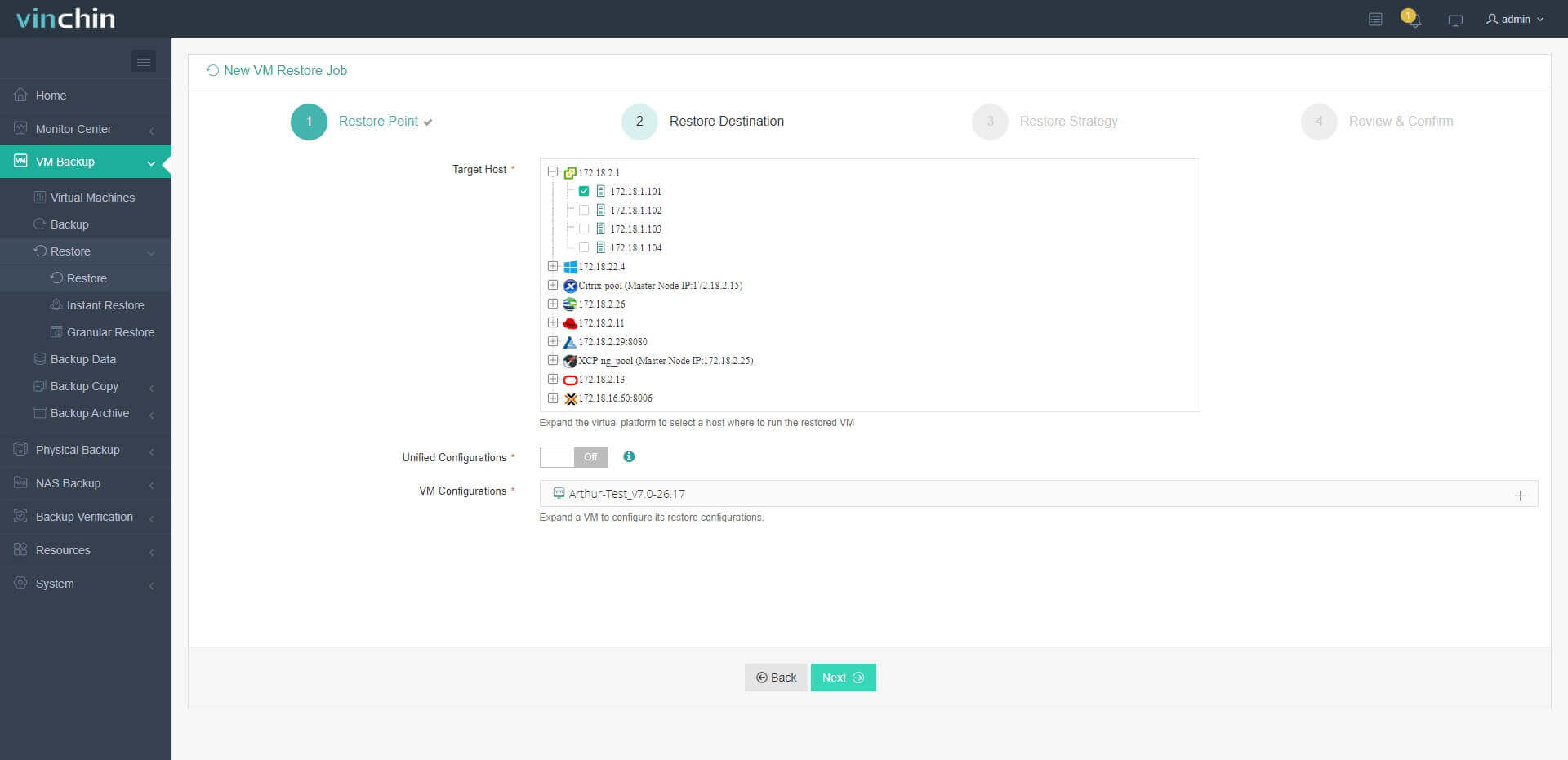 Seleccionar Host VMware