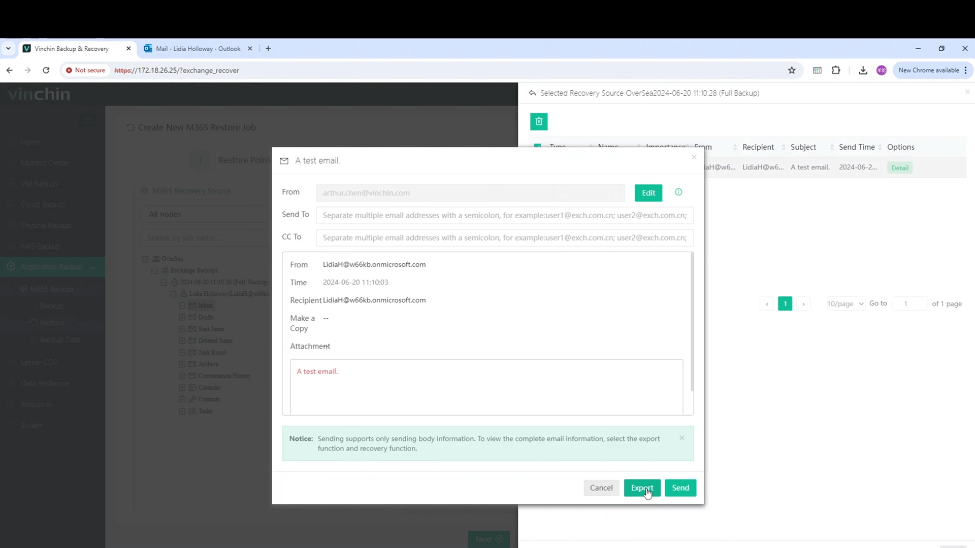 Export email
