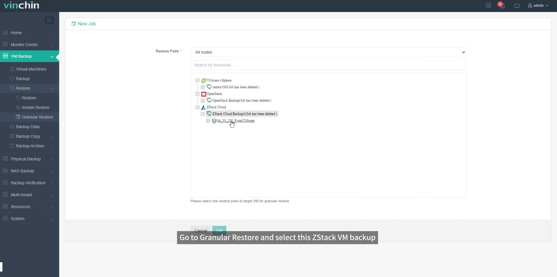 granular restore zstack vm 1