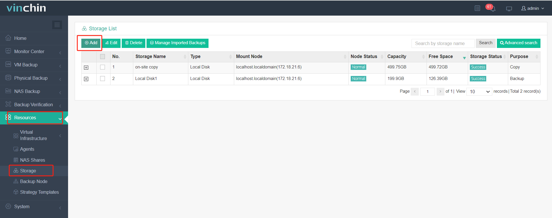 Add offsite backup storage