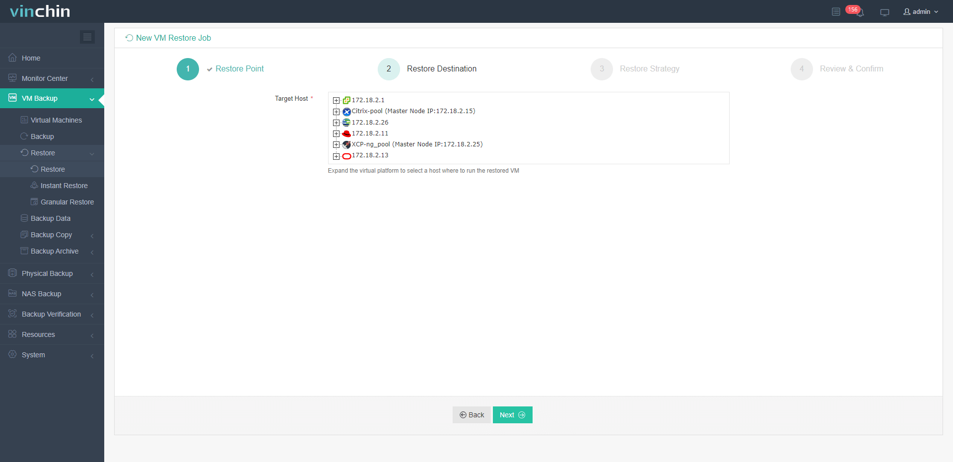 Seleziona host oVirt per VM RHV