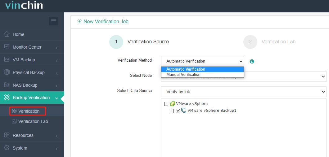 Select VMware Backup