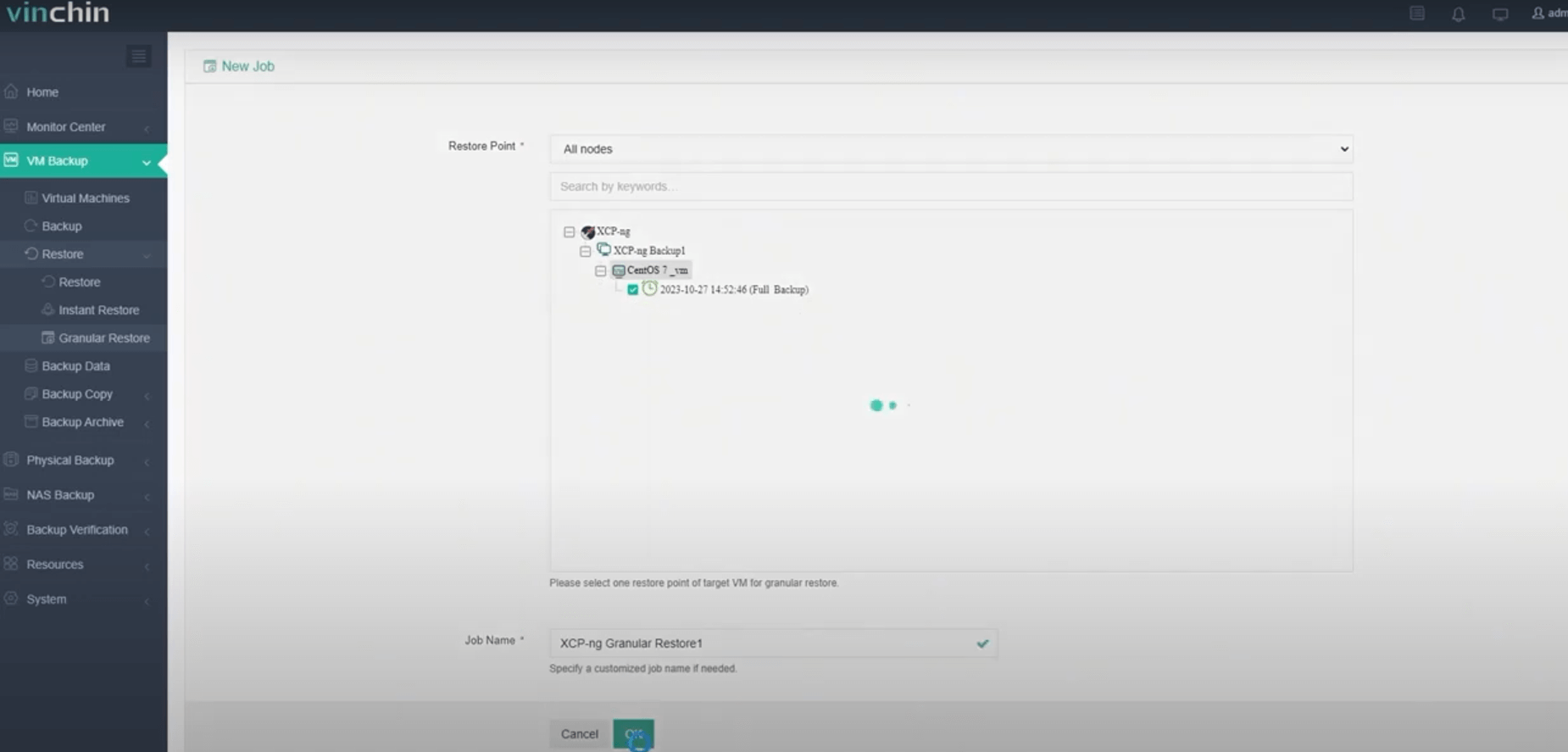 xcp-ng vm granular restore