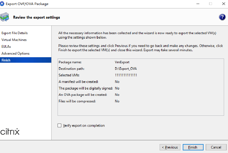 Export vm as ova/ovf