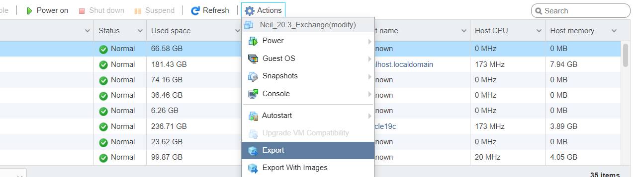 ESXi Export VM