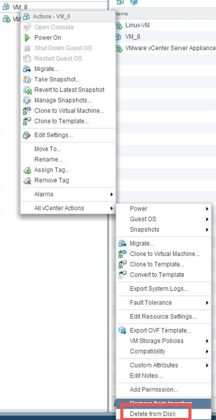 esxi delete from disk