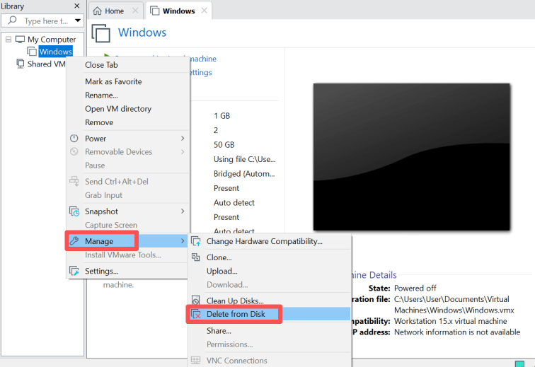 workstation delete from disk