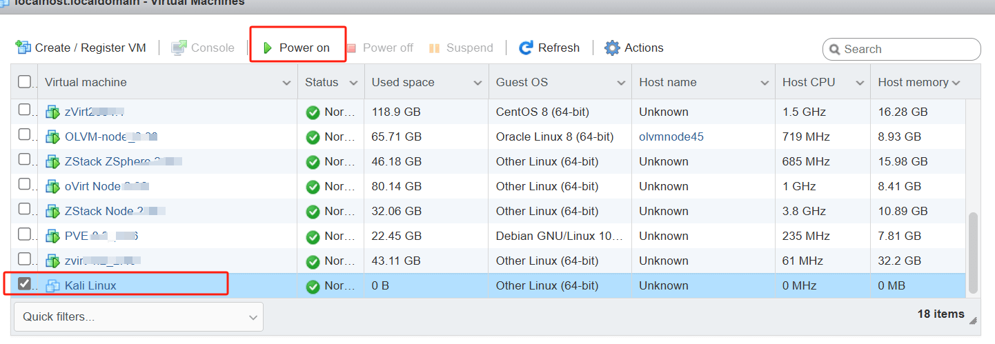 kali linux vmware
