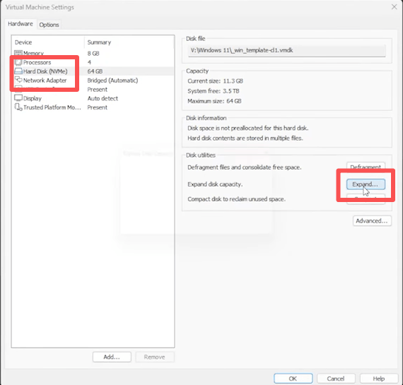 expand hard disk
