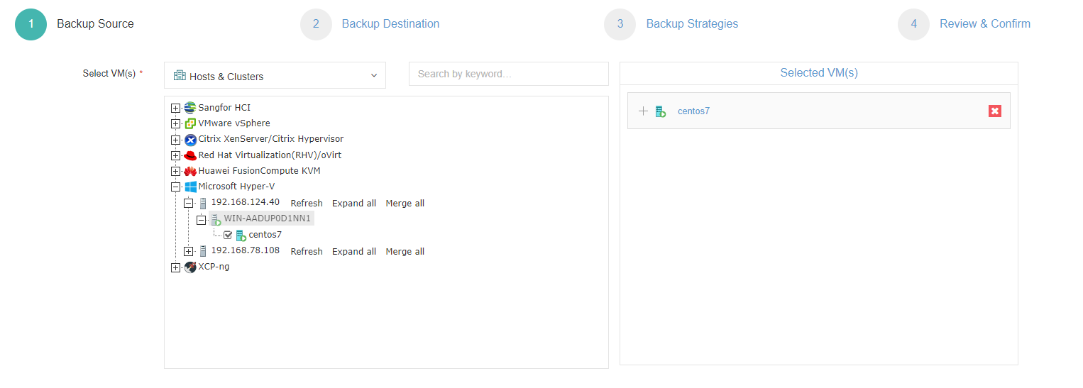 Backup Virtual Server in Vinchin Backup & Recovery