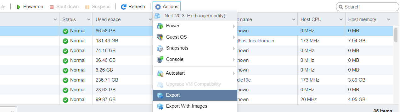 ESXi Экспорт VM