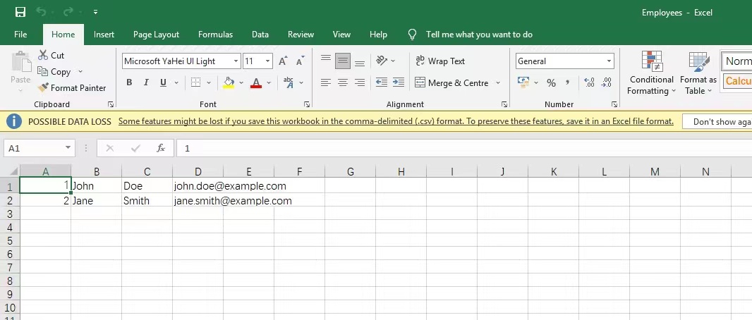 export data to excel using data connection wizard