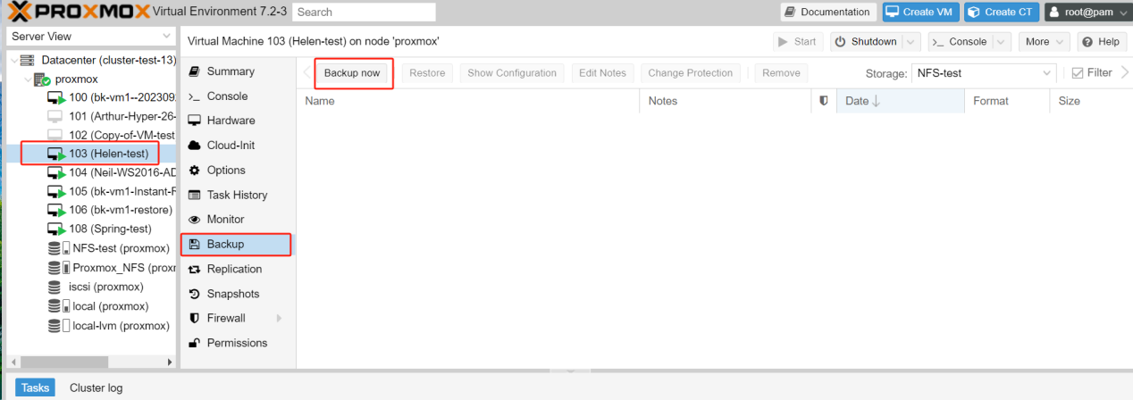 backup proxmox VM