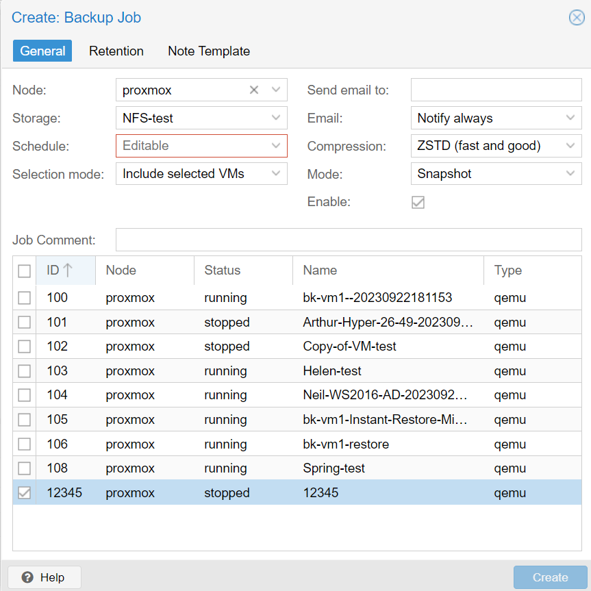 set up Proxmox backup schedule