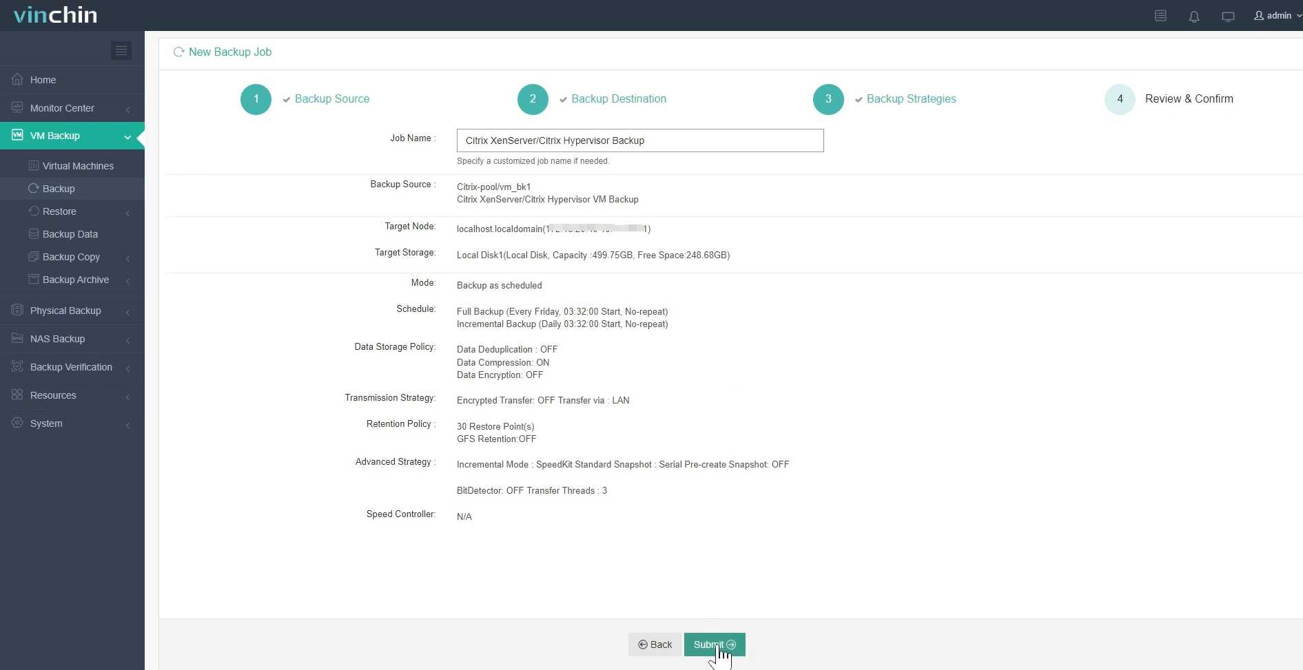 Backup XenServer VM in Vinchin Backup & Recovery