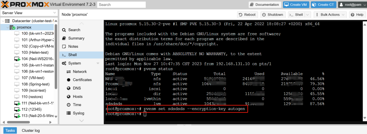 encrypt the Proxmox VM