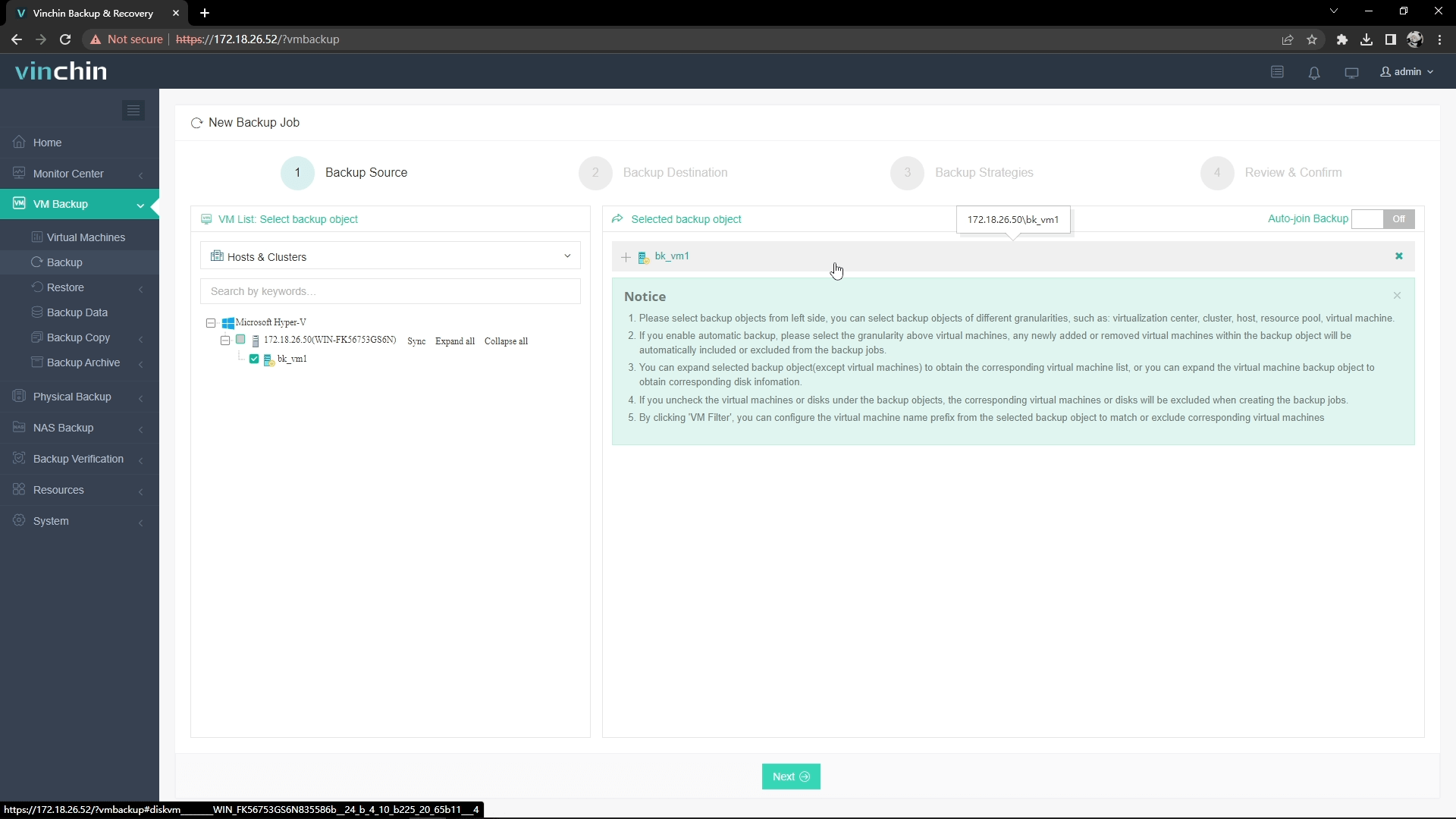 Vinchin backup Hyper-V
