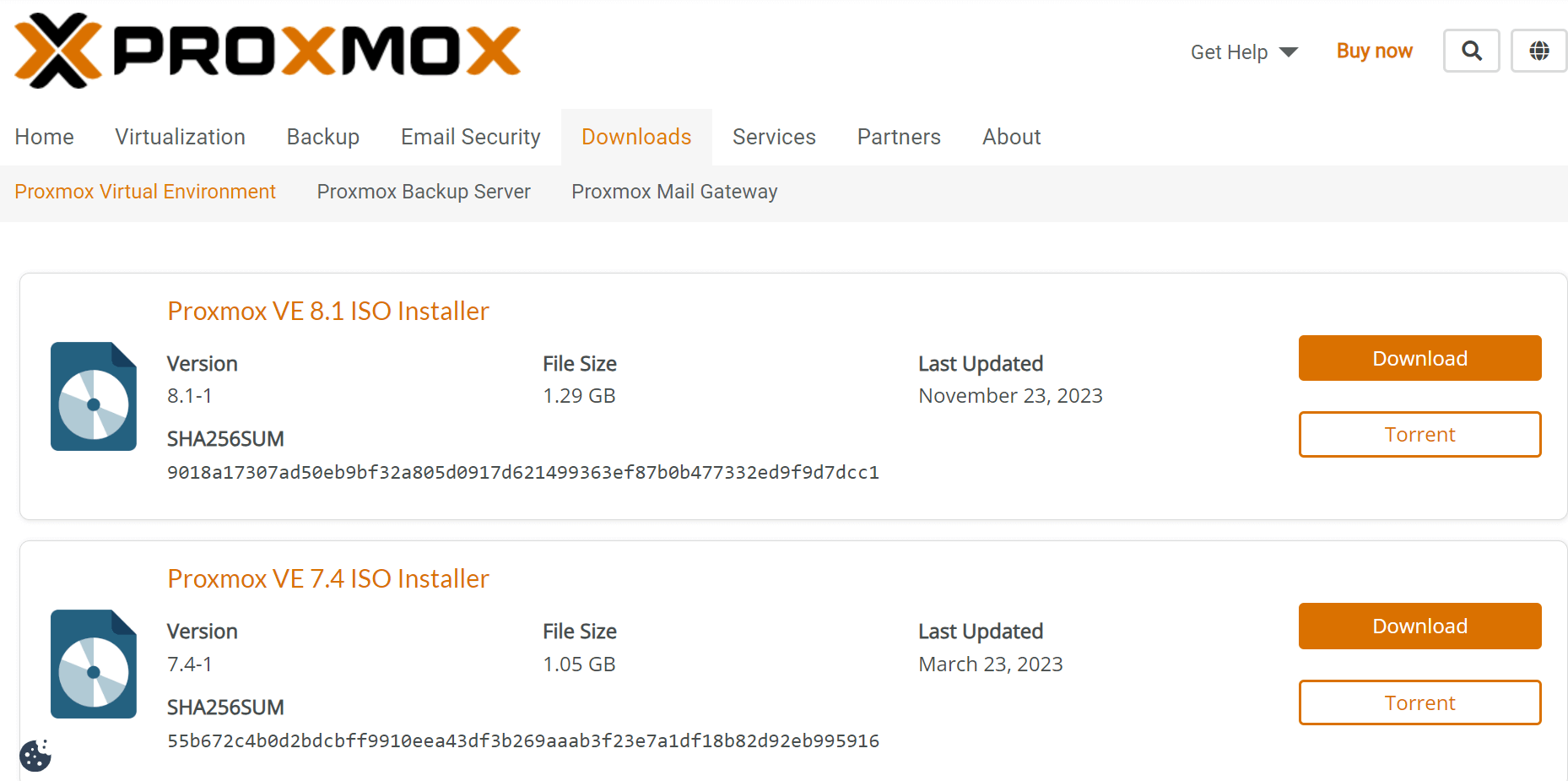 Загрузка дистрибутива Proxmox
