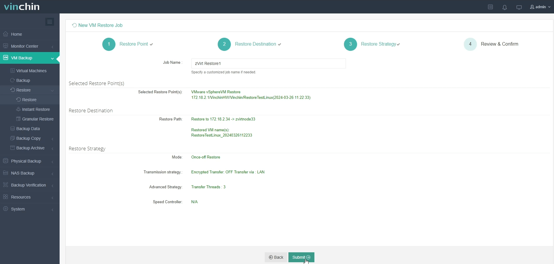 Шаг проверки и подтверждения настроек миграции VMware на zVirt
